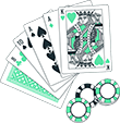 green playing cards and chips sketch